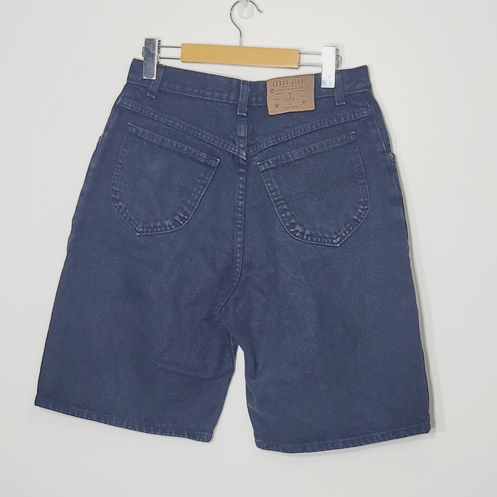 COBRA JEANS Vintage Black 100% Cotton Wide Leg Short Unisex Oversized Size 31 - Picture 6 of 14